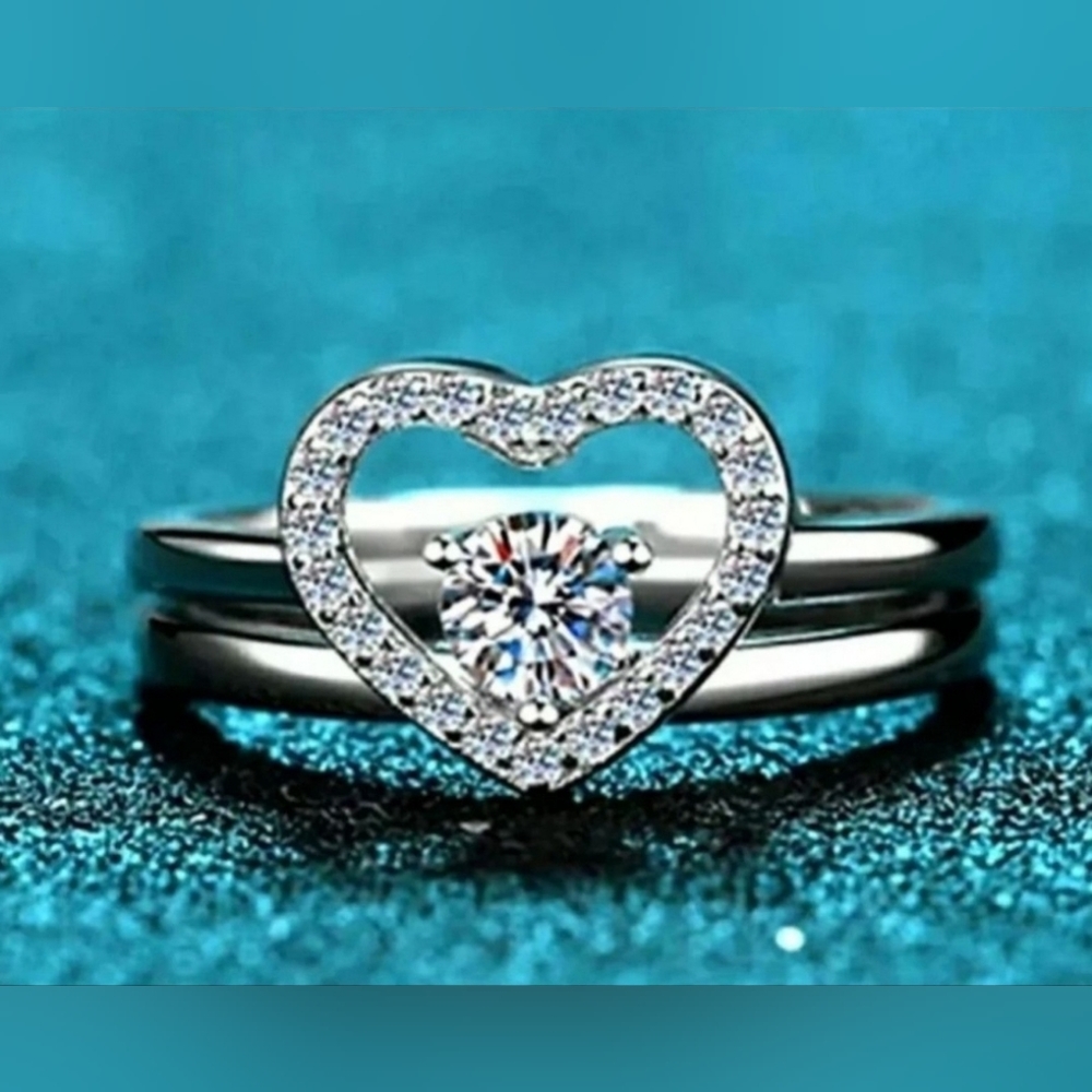2PC Genuine Moissanite Diamond Ring set